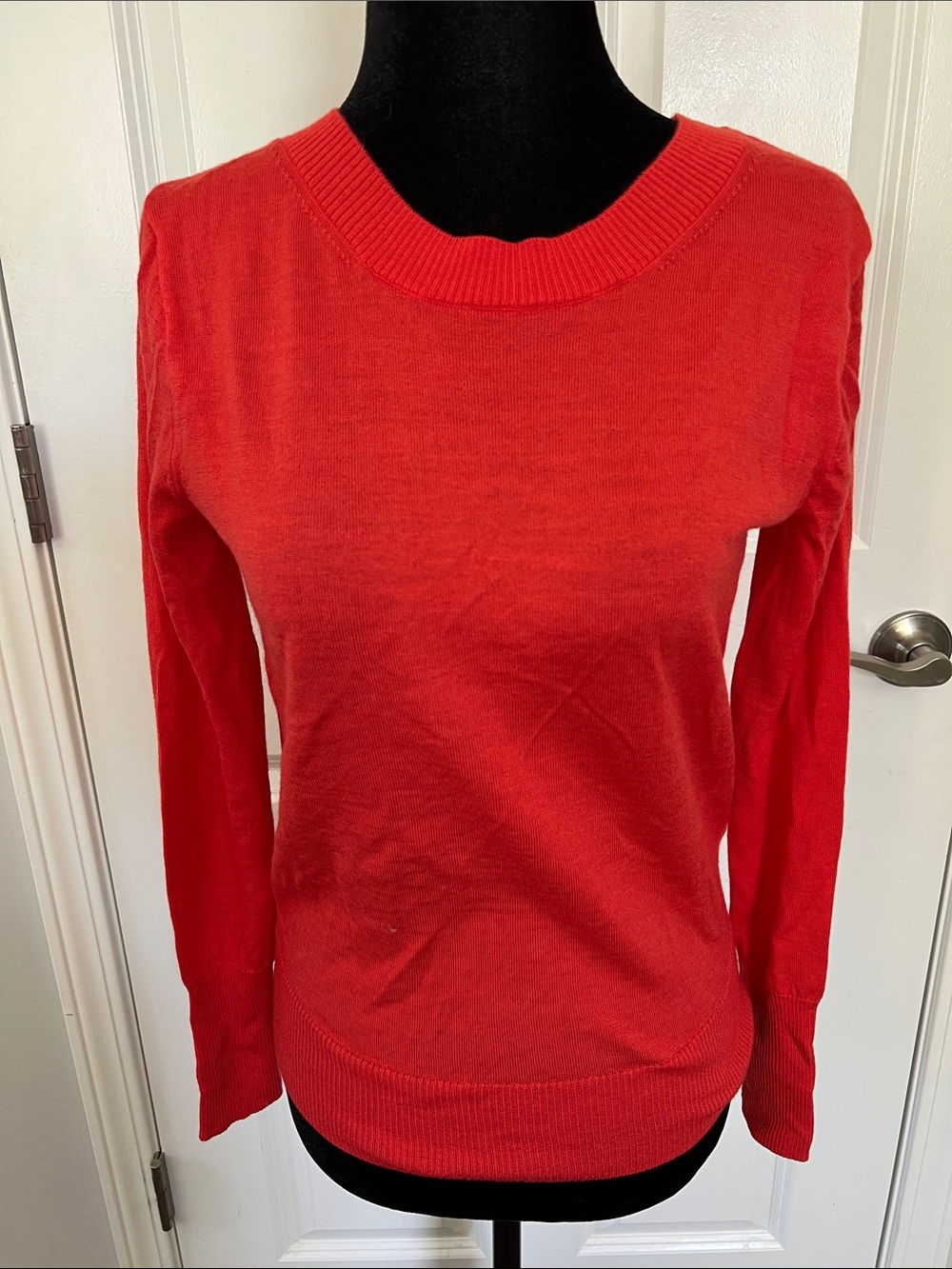 J. Crew Bright Red Crewneck Sweater with sexy tie back - Size XS